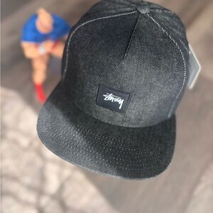 Rare Stussy Charcoal Denim Strapback Cap